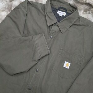 Carhartt Men's Brown Button Up Jacket Sz 3XL Quilted Lining workwear
